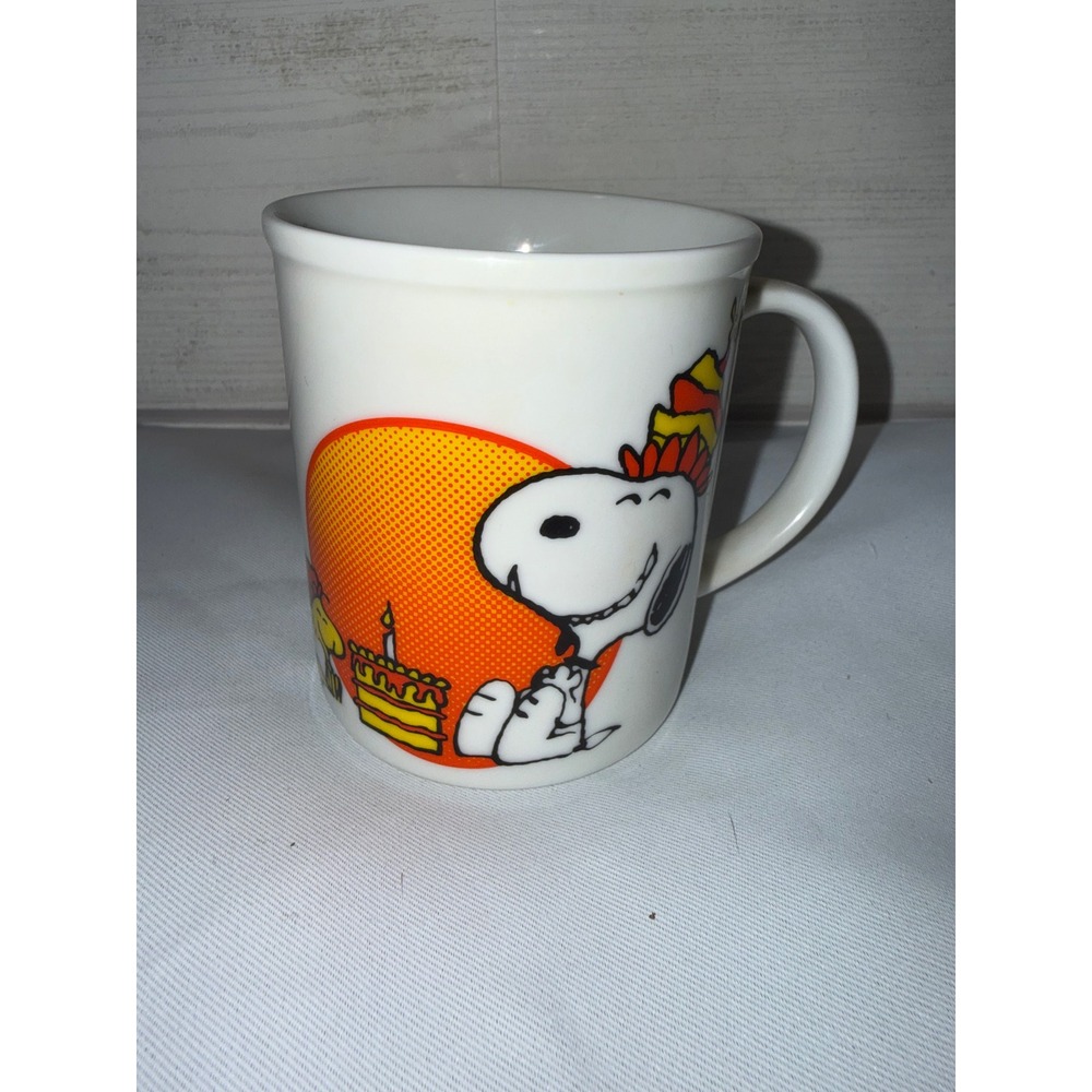 Vintage Snoopy Peanuts Happy Birthday Mug Ceramic Coffee Cup Made in Japan